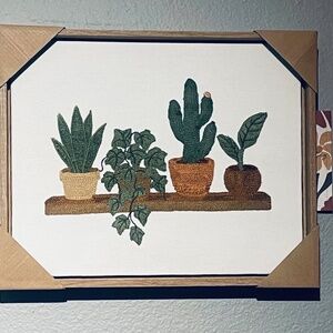 BP Home Textile Embroidery Woven Wall Art Houseplants 12" x 15"